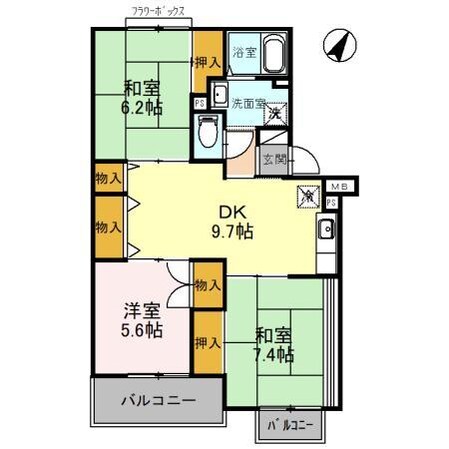 サンライズ星田B棟の物件間取画像